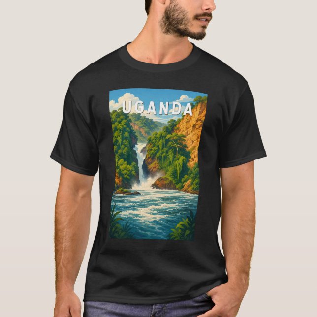 Uganda Illustration Resa Konst Vintage T Shirt (Framsida)