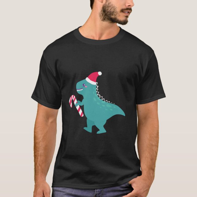 Uganda Jul Dinosaur trex Snowflake Winter Whim T Shirt (Framsida)