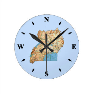 Uganda Karta Clock Rund Klocka