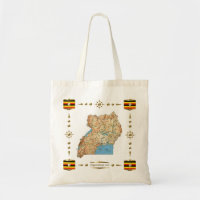 Uganda Karta + Flaggor Bag