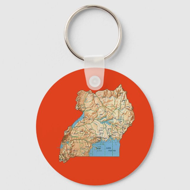 Uganda Karta Keychain Nyckelring (Framsida)