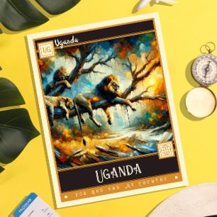 Uganda Måla Vintage Vykort
