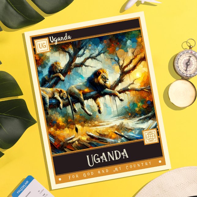 Uganda | Måla Vintage Vykort (Skapare uppladdad)