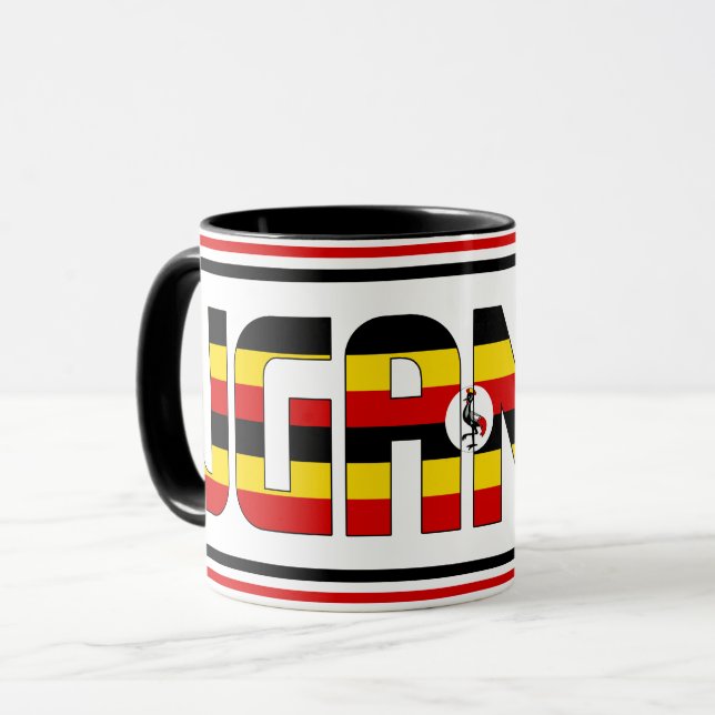 Uganda National Flagga Patriotic Coffee Mugg (Framsida vänster)