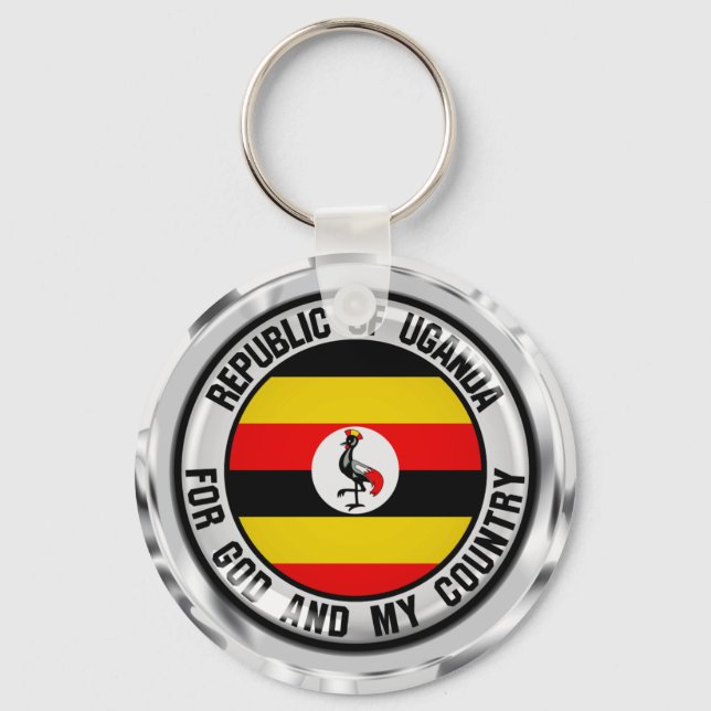 Uganda Round Emblem Nyckelring (Framsida)