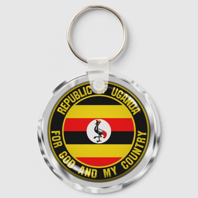 Uganda Round Emblem Nyckelring (Framsida)