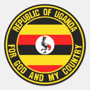 Uganda Round Emblem Runt Klistermärke