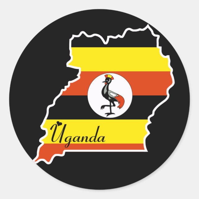 Uganda Sticker Runt Klistermärke (Framsida)