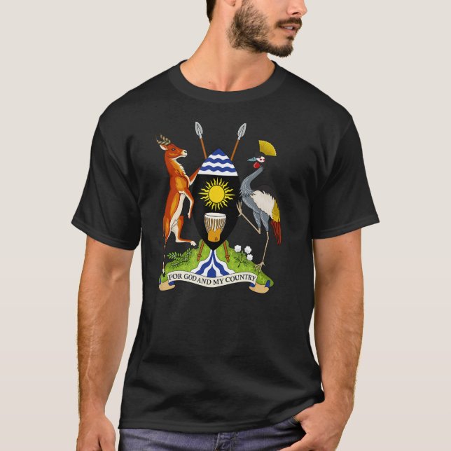 Uganda T-shirt Jackar av arm Tee Flagga souvenir K (Framsida)