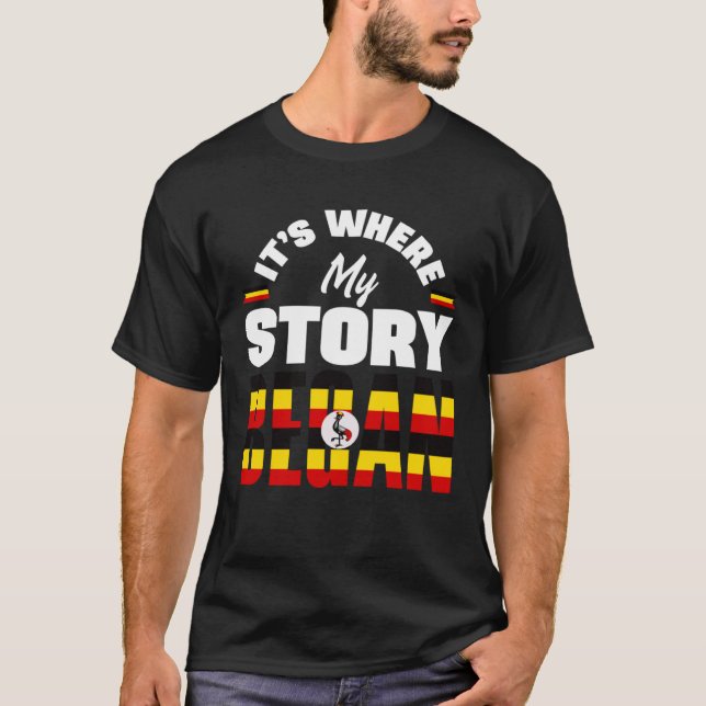 Uganda Uganda Ugandas Flagga där min story Beg T Shirt (Framsida)