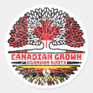 Uganda Ugandan Canadian Träd Roots Flagga Kanada Runt Klistermärke