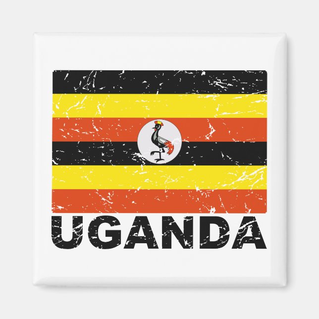 Uganda Vintage Flagga Magnet (Framsidan)