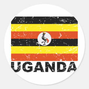 Uganda Vintage Flagga Runt Klistermärke