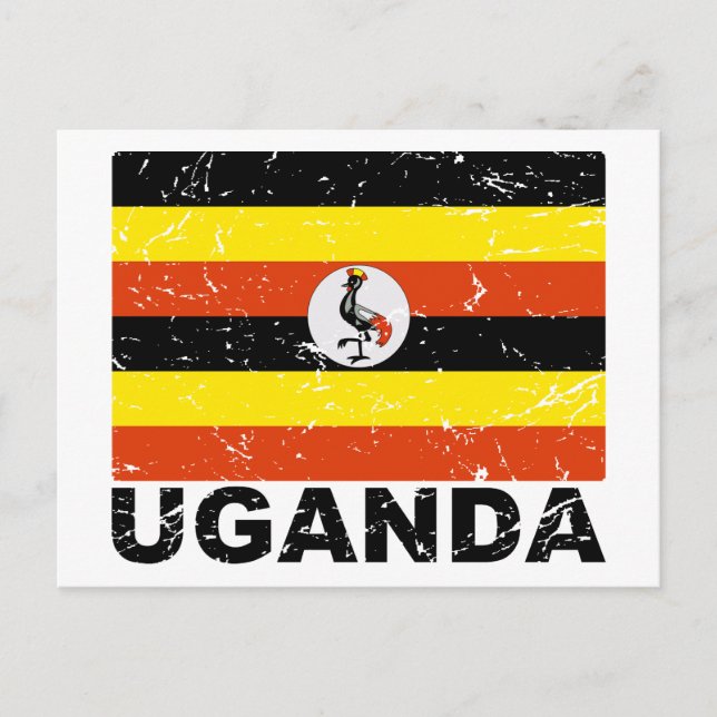 Uganda Vintage Flagga Vykort (Framsida)