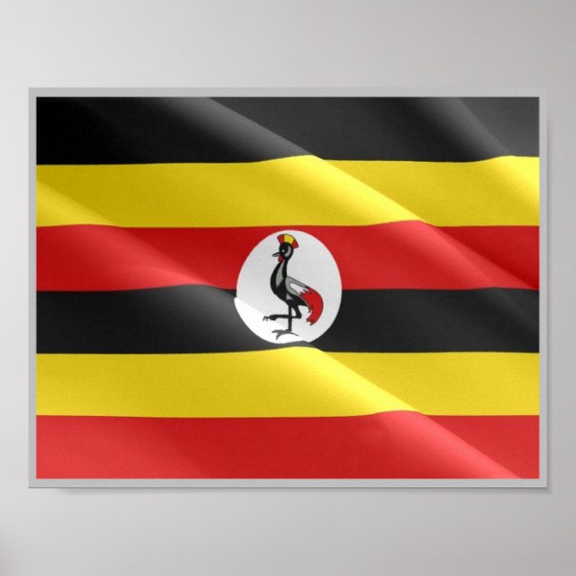 Uganda - Wave Flagga - Poster (Framsidan)