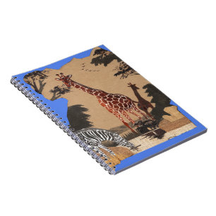 Uganda Wildlife Karta Art Skriv ut Anteckningsbok Med Spiral