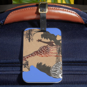 Uganda Wildlife Karta Art Skriv ut Bagagebricka