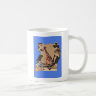 Uganda Wildlife Karta Art Skriv ut Kaffemugg