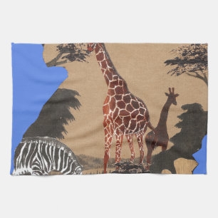 Uganda Wildlife Karta Art Skriv ut Kökshandduk