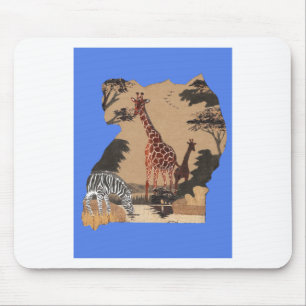 Uganda Wildlife Karta Art Skriv ut Musmatta