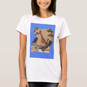 Uganda Wildlife Karta Art Skriv ut T-shirt