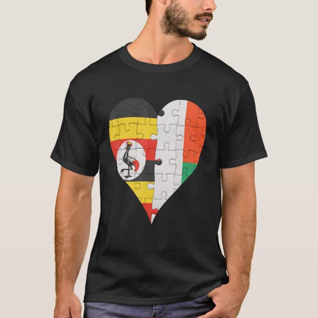 Ugandan Malagasy Flagga Heart T Shirt (Framsida)