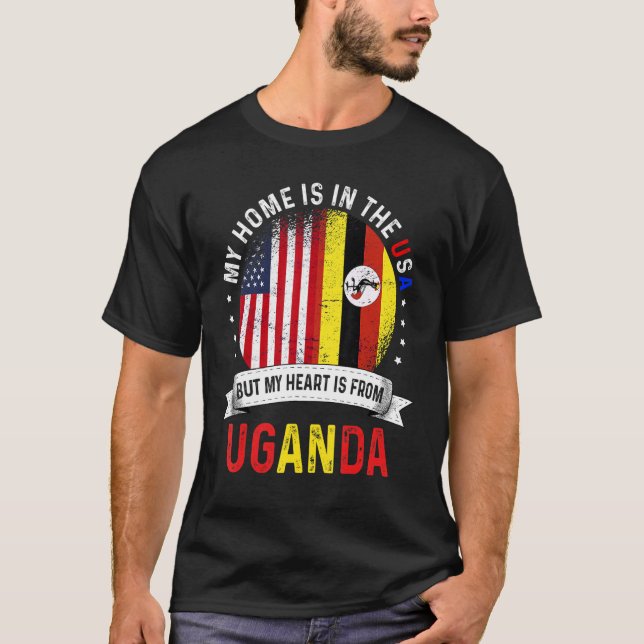 Ugandas amerikanska patriot Heart kommer från Ugan T Shirt (Framsida)