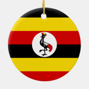 Ugandas flagga julgransprydnad keramik