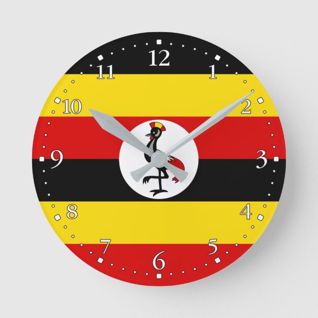 Ugandas flagga rund klocka (Framsida)