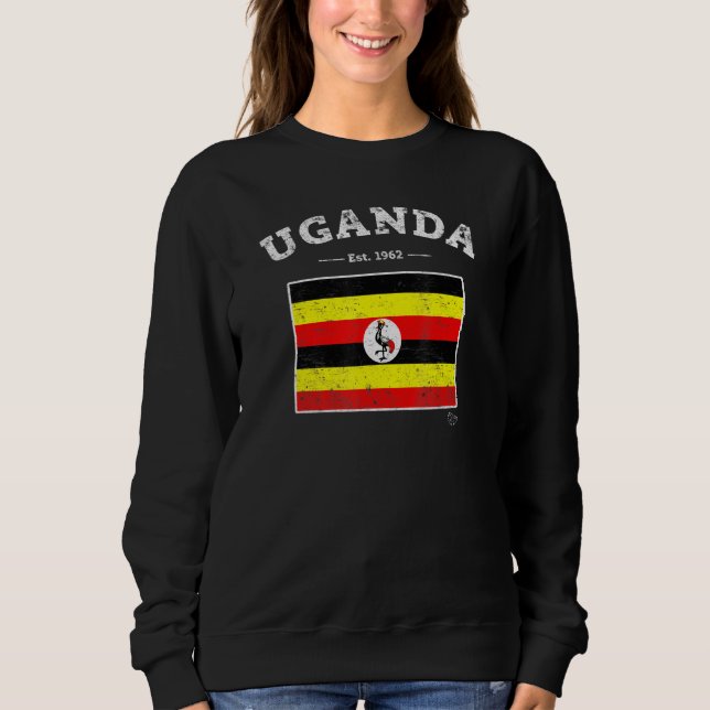 Ugandas Flagga Vintage Uganda Flagga T Shirt (Framsida)
