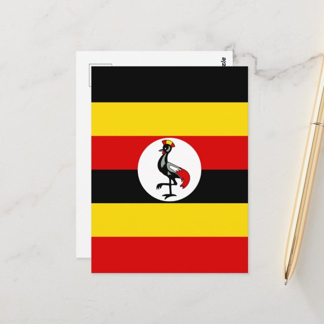 Ugandas flagga vykort (Fram/Back In Situ)