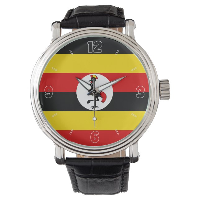 Ugandas nationella Flagga Patriotic Elegant Armbandsur (Framsida)