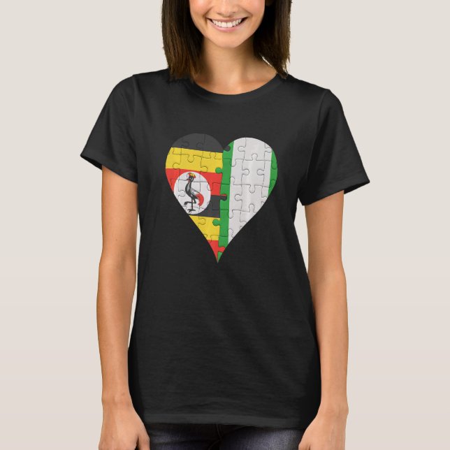 Ugandisk nigeriansk Flagga Heart T Shirt (Framsida)