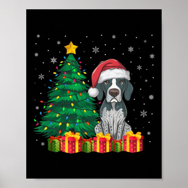 Uggig engelsk pekare Santa Hat-julen Ljus Do Poster (Framsidan)