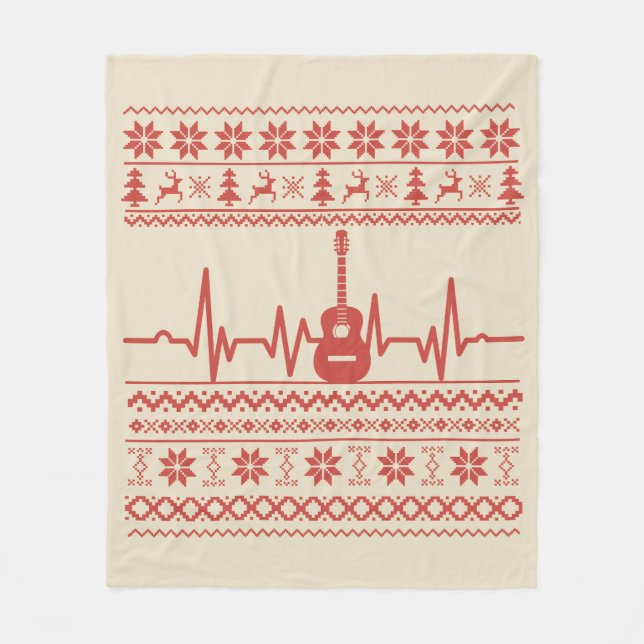 Uggig God jul-svettare akustisk gitarr Fleecefilt (Framsidan)