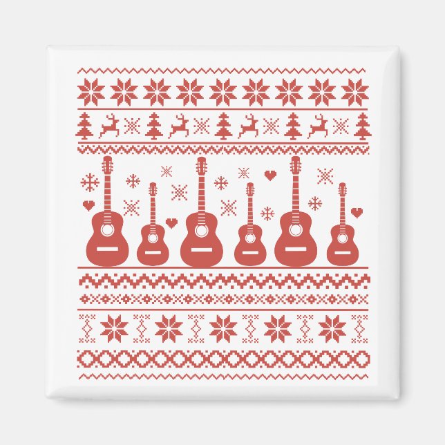 Uggig God jul-svettare akustisk gitarr Magnet (Framsidan)