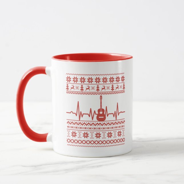 Uggig God jul-svettare akustisk gitarr Mugg (Vänster)