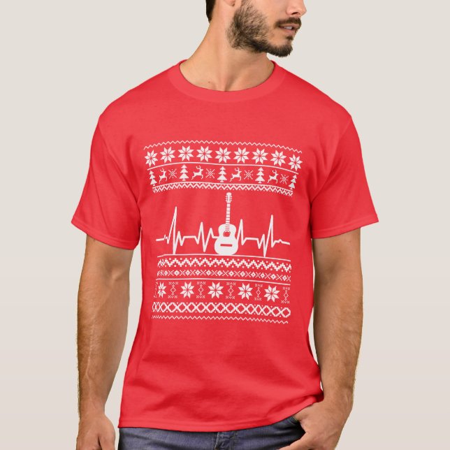 Uggig God jul-svettare akustisk gitarr T Shirt (Framsida)