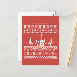 Uggig God jul-svettare akustisk gitarr Vykort