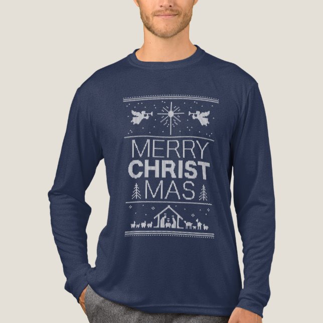 Uggig God jul Sweater Religiösa Jesus Tröja (Framsida)