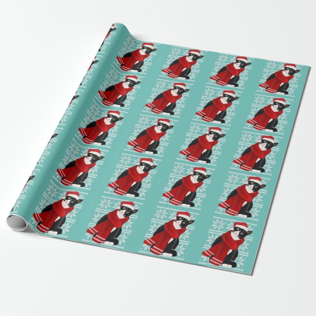 Uggig Helgdag från julklappen, Black Cat Santa Hat Presentpapper (Utrullad)