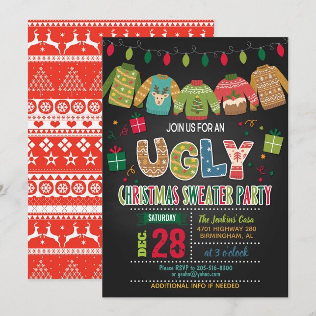 Uggig inbjudan till julfest (Fram/baksida)