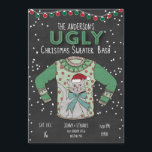 Uggig inbjudan till julsportsfest - Katt<br><div class="desc">God julfest Inbjudan på en vintage-krita.  Läser: "... den fula julklappen"...  som skänker en hemskt ful kattsvettare med snöflingor och helgdag ljus blandat sig i för att göra den så mycket mer avskyvärd. .)

Familjen Inbjudan och vänner till din fula gode jul party med denna festliga inbjudan!</div>