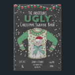 Uggig inbjudan till julsportsfest - Katt<br><div class="desc">God julfest Inbjudan på en vintage-krita.  Läser: "... den fula julklappen"...  som skänker en hemskt ful kattsvettare med snöflingor och helgdag ljus blandat sig i för att göra den så mycket mer avskyvärd. .)

Familjen Inbjudan och vänner till din fula gode jul party med denna festliga inbjudan!</div>