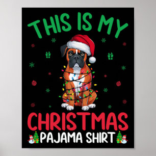 Uggig Julafton Träd Ljus Santa Boxer Hund Pa Poster