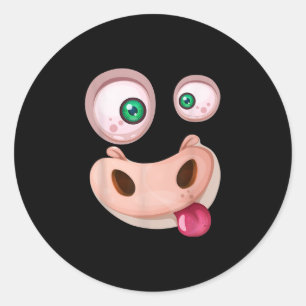 Uggig monster Cow Ansikte Halloween Gift Runt Klistermärke