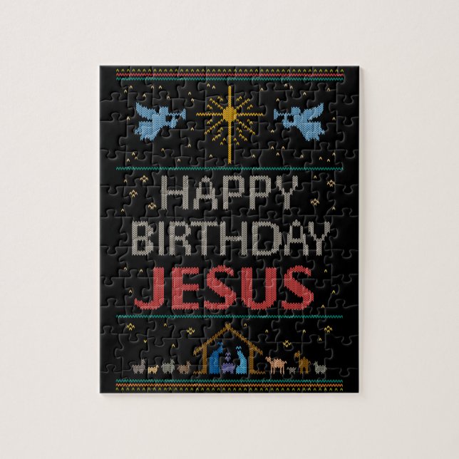 Uggig sötare design Grattis på födelsedagen Jesus  Pussel (Vertikal)