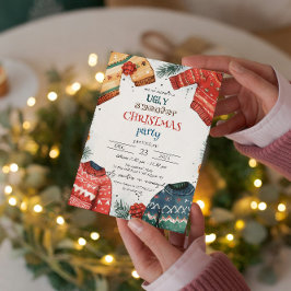 Uggig sötare Färgfull jul Party Inbjudningar