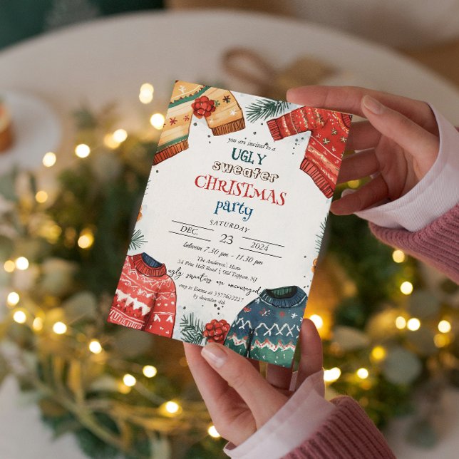 Uggig sötare Färgfull jul Party Inbjudningar (Skapare uppladdad)
