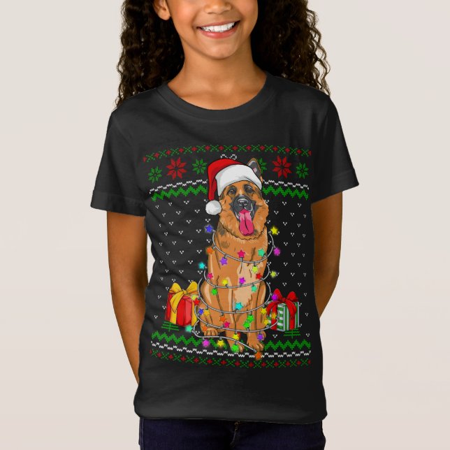 Uggig sötare jul Ljus Hund T Shirt (Framsida)